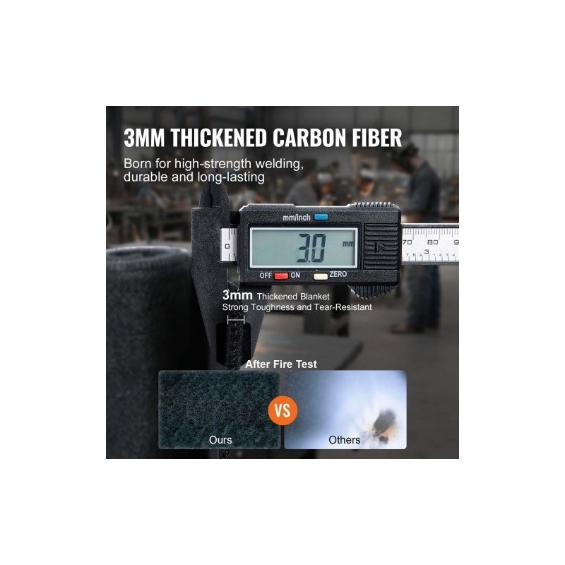 Hiilikuituiset hitsauspeitteet 6 kappaletta 3 mm paksut leikattavat 982 °C lämmönkestävät