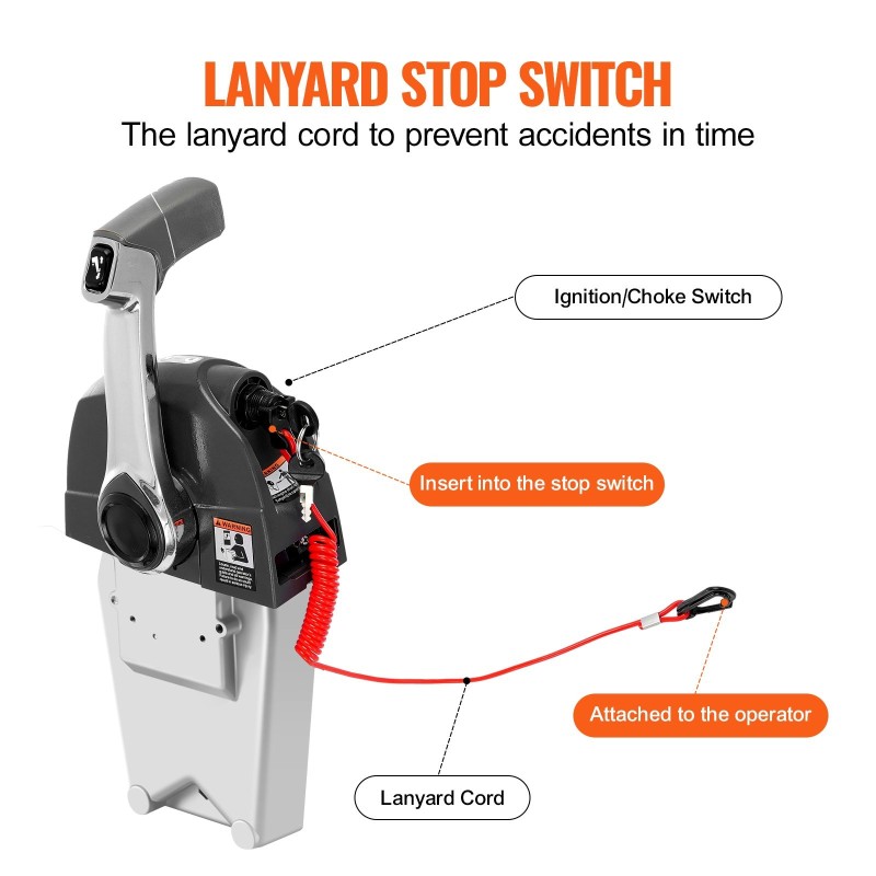 Veneen yläasenteinen kaasun kaukosäätölaatikko alumiiniseos trimmikytkimellä turvahihnalla Evanruder Johnson -perämoottoreille