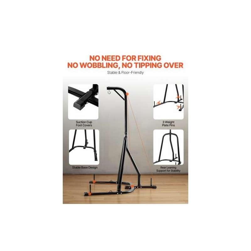 Nyrkkeilysäkin teline hiiliteräs vapaasti seisova painotettavalla jalustalla maksimi 65 kg