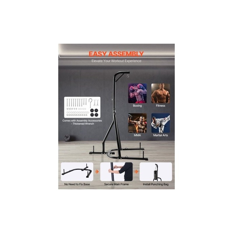 Nyrkkeilysäkin teline hiiliteräs vapaasti seisova painotettavalla jalustalla maksimi 65 kg