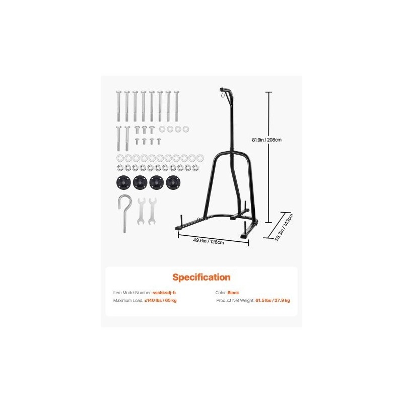 Nyrkkeilysäkin teline hiiliteräs vapaasti seisova painotettavalla jalustalla maksimi 65 kg