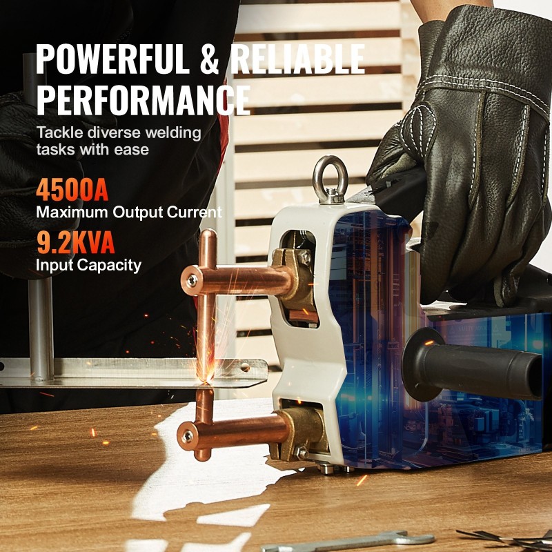 Kannettava pistehitsauskone metallilevyille 4/25-tuumainen 9.2KVA 4500A hiiliteräs ruostumaton teräs alumiini