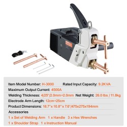 Kannettava pistehitsauskone metallilevyille 4/25-tuumainen 9.2KVA 4500A hiiliteräs ruostumaton teräs alumiini