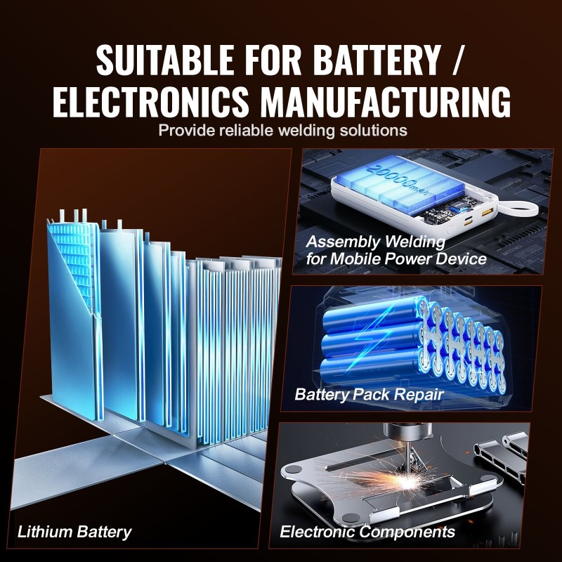 Pistehitsauslaite 2,8 kW pulssi säädettävä 200–700 g paine 0,12 mm puhtaalle nikkelille