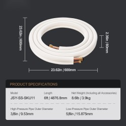 Mini-split-linjasarja täyskupariputkilla 4876,8 mm 9,5 ja 15,9 mm kolmikerroksisella eristyksellä