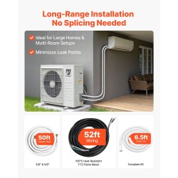 Mini-split-putkistosarja 15,2 m kupari 9,5 ja 15,9 mm PE-EVA-eriste