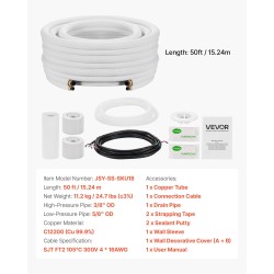 Mini-split-putkistosarja 15,2 m kupari 9,5 ja 15,9 mm PE-EVA-eriste