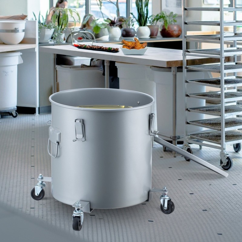 Rasva ja öljyastia 37,8 l hiiliteräs pyörillä lukittava kansi suodatinpussi