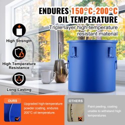 Rasvaämpäri 30 l hiiliteräs tiivis kansi lukittavat pikalukot suodatinpussi sininen