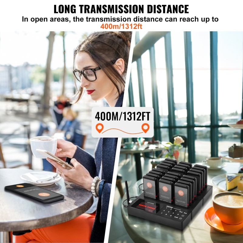 Langaton hakulaitteisto 24 hakulaitetta 400 m kantama LED valo värinä 250mAh akut