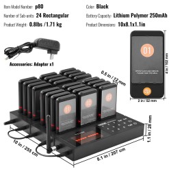 Langaton hakulaitteisto 24 hakulaitetta 400 m kantama LED valo värinä 250mAh akut