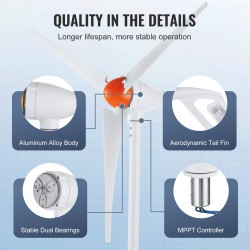 Tuuligeneraattori 500W 12V kolmilapainen MPPT-säädin 2,5 m/s käynnistystuuli