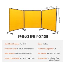 Hitsaussuojaseinä 3-paneelinen flammankestävä vinyyli 1,8x1,8 m per paneeli 12 pyörää 6 lukittavaa