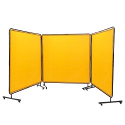 Hitsaussuojaseinä 3-paneelinen flammankestävä vinyyli 1,8x1,8 m per paneeli 12 pyörää 6 lukittavaa