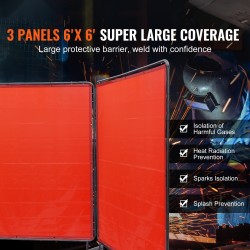 Hitsausnäyttö paloa hidastavaa vinyyliä 3-paneelinen 1,8x1,8 m 12 pyörällä