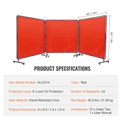 Hitsausnäyttö paloa hidastavaa vinyyliä 3-paneelinen 1,8x1,8 m 12 pyörällä