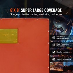 Hitsausnäyttö metallikehyksellä liekinestokäsitelty vinyyli 6 x 8 jalkaa 4 pyörää 2 lukittavaa