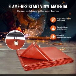 Hitsausnäyttö metallikehyksellä liekinestokäsitelty vinyyli 6 x 8 jalkaa 4 pyörää 2 lukittavaa