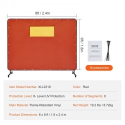 Hitsausnäyttö metallikehyksellä liekinestokäsitelty vinyyli 6 x 8 jalkaa 4 pyörää 2 lukittavaa