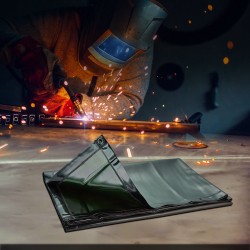 Hitsaussuojaseinä liekinkestävä vinyyli metallirunko 6x8 jalkaa 4 pyörää 2 lukittavaa