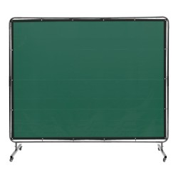 Hitsaussuojaseinä liekinkestävä vinyyli metallirunko 6x8 jalkaa 4 pyörää 2 lukittavaa