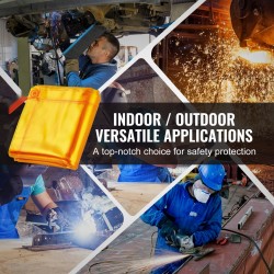 Hitsaussuojaseinä liekinkestävästä vinyylistä 1,8x1,8 m metallirunkoinen pyörillä keltainen