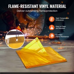 Hitsaussuojaverho kehyksellä paloa hidastava vinyyli 6 x 8 jalkaa liikuteltava keltainen