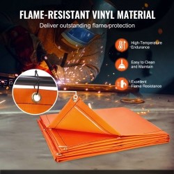 Hitsaussuojaverho liekinkestävä vinyyli 6x8 metallikehys pyörillä läpinäkyvä ikkuna