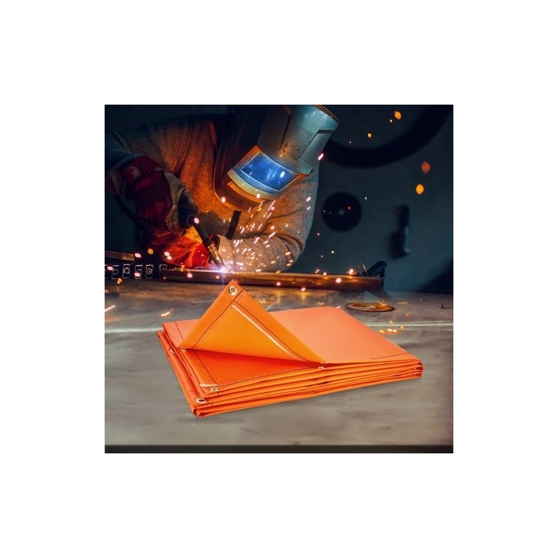 Hitsaussuojaverho liekinkestävä vinyyli 6x8 metallikehys pyörillä läpinäkyvä ikkuna