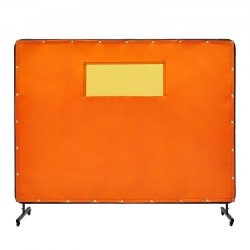 Hitsaussuojaverho liekinkestävä vinyyli 6x8 metallikehys pyörillä läpinäkyvä ikkuna