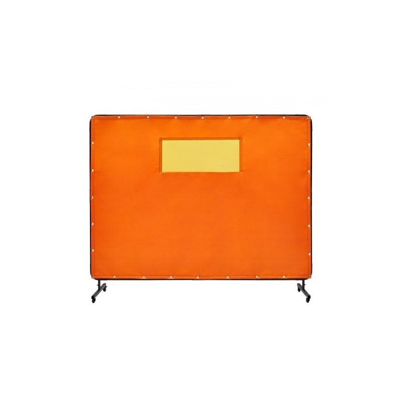 Hitsaussuojaverho liekinkestävä vinyyli 6x8 metallikehys pyörillä läpinäkyvä ikkuna