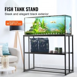 Akvaariojalusta enintään 40 gallonin akvaariolle teräs ja MDF 152 kg kaksitasoinen