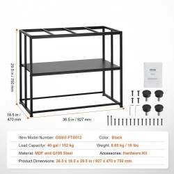 Akvaariojalusta enintään 40 gallonin akvaariolle teräs ja MDF 152 kg kaksitasoinen