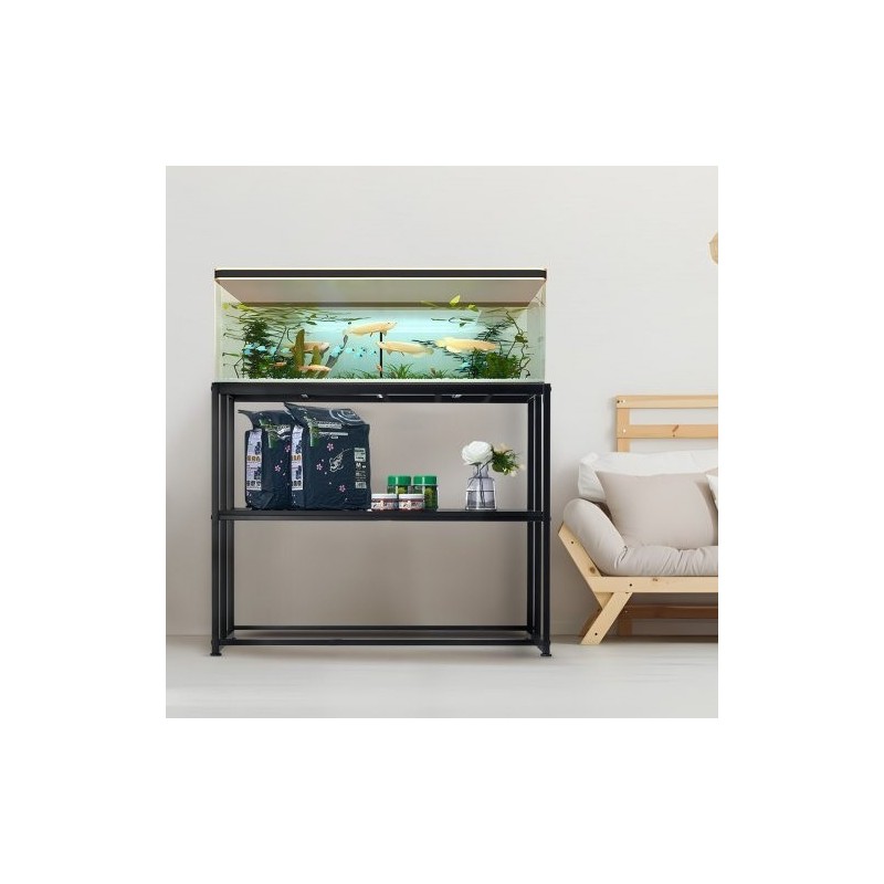 Akvaariojalusta enintään 40 gallonin akvaariolle teräs ja MDF 152 kg kaksitasoinen