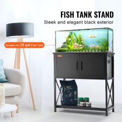 Akvaarioteline teräs ja MDF 29 gallonin 110 kg kantavuus musta säilytyskaappi virtapaneeli