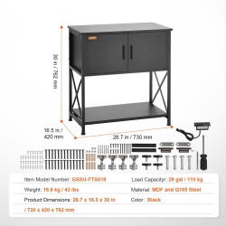Akvaarioteline teräs ja MDF 29 gallonin 110 kg kantavuus musta säilytyskaappi virtapaneeli