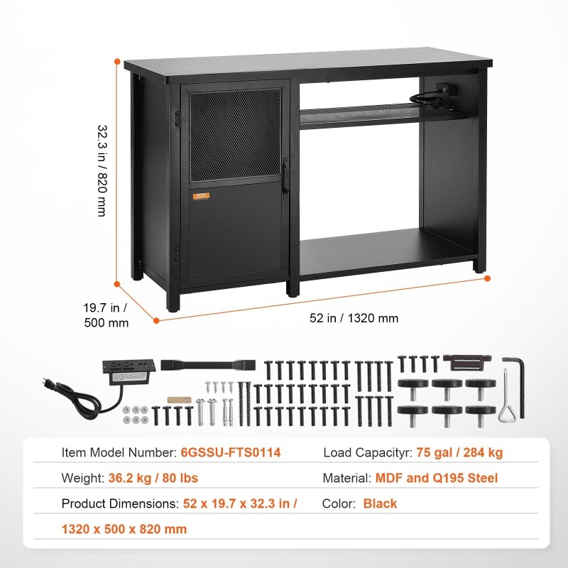 Akvaarionjalusta MDF-levy ja teräsrunko 75 gallonan akvaariolle 284 kg kantavuus