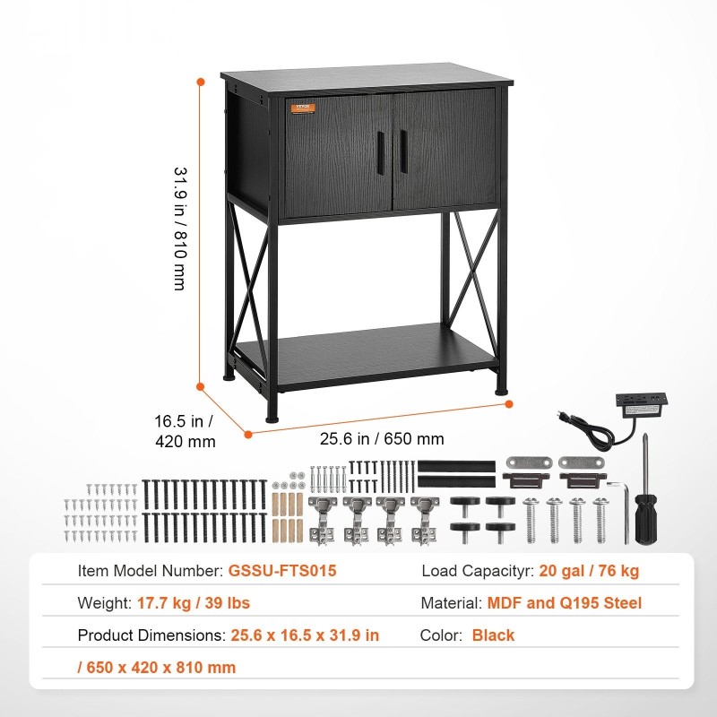 Akvaarioteline MDF ja teräsrunko sopii 20 gallonan akvaariolle sisäänrakennetulla pistorasialla