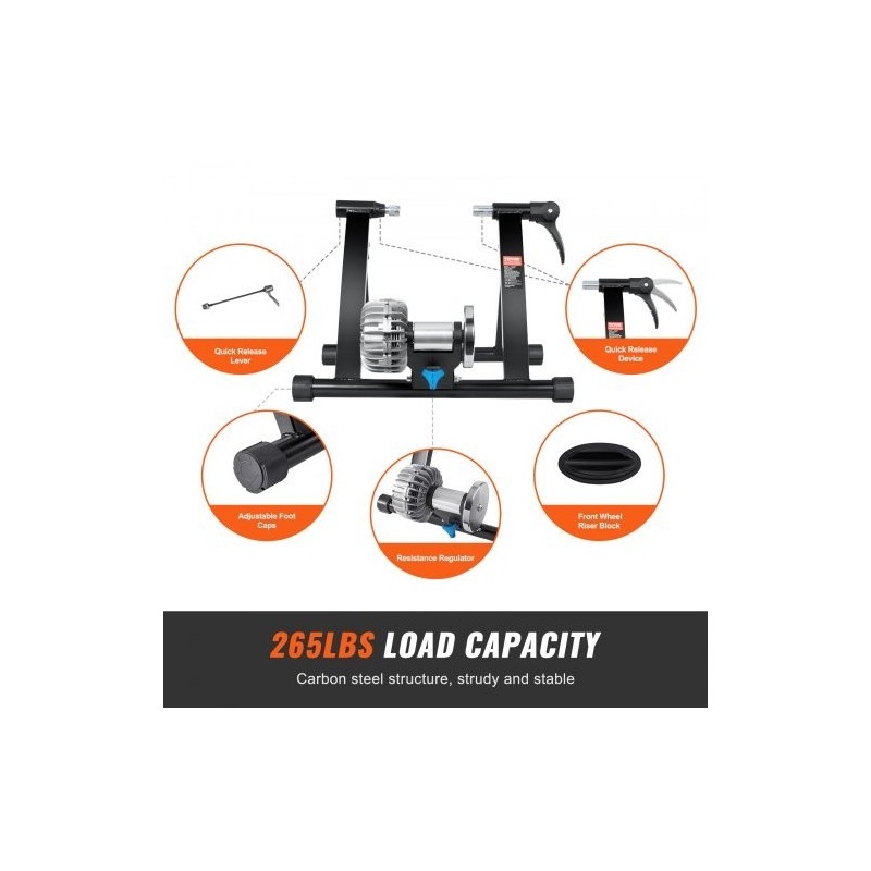 Harjoitusteline taittuva hiiliteräsrunko nestetoimisella vastuksella 26–29-tuumaisille pyörille pikavapautusvivulla