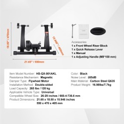 Magneettinen kuntopyöräteline hiiliteräsrunko M-mallinen 26–29-tuumaisille 120 kg kantavuus pikalukitus