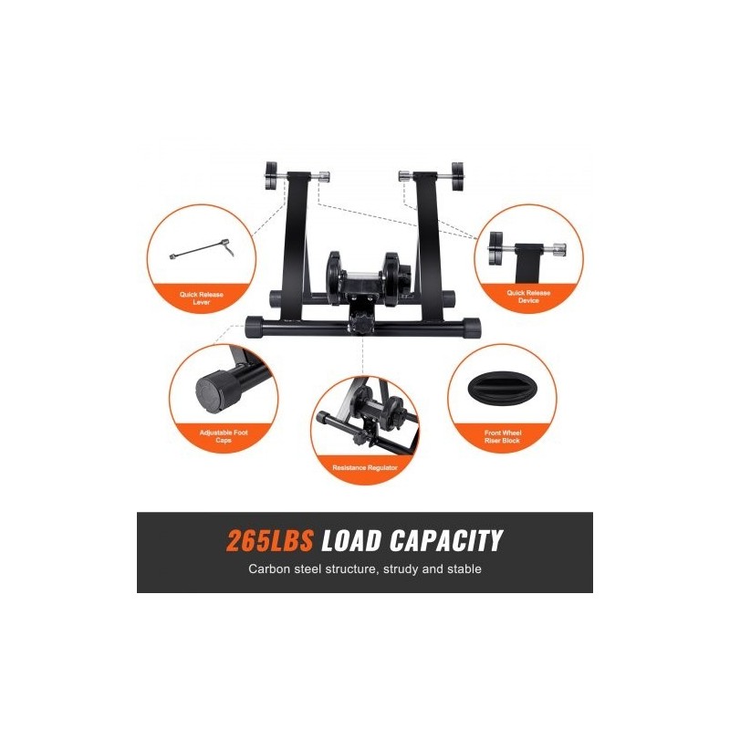 Sisäharjoitteluteline polkupyörälle hiiliteräsrunko 26–29 tuuman rengaskoko magneettivastus taittuva pikalukitus