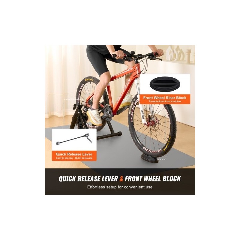 Sisäharjoitteluteline polkupyörälle hiiliteräsrunko 26–29 tuuman rengaskoko magneettivastus taittuva pikalukitus