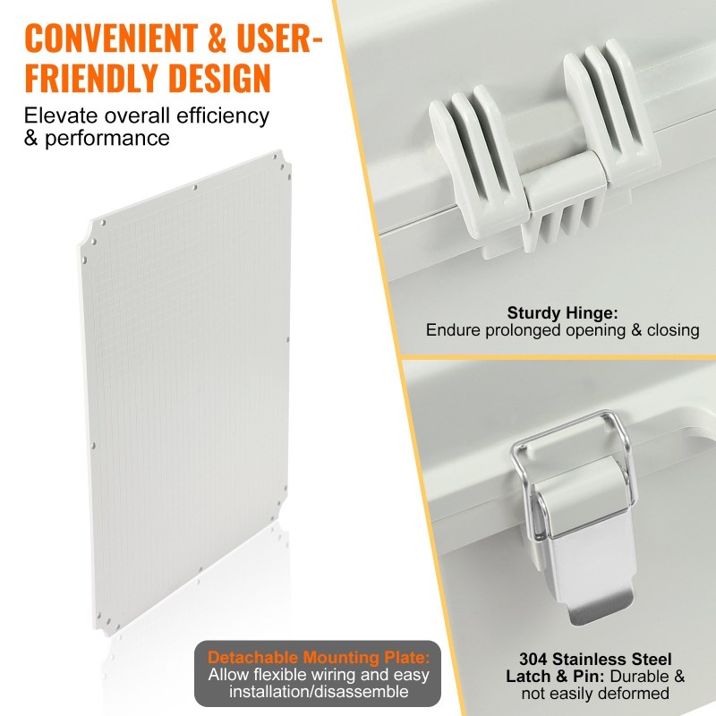 Sähkökotelo ABS 530x430x200 mm IP67 saranoitu kansi ruostumaton salpa