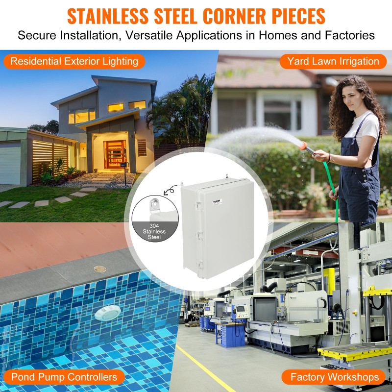 Sähkökotelo ABS 530x430x200 mm IP67 saranoitu kansi ruostumaton salpa