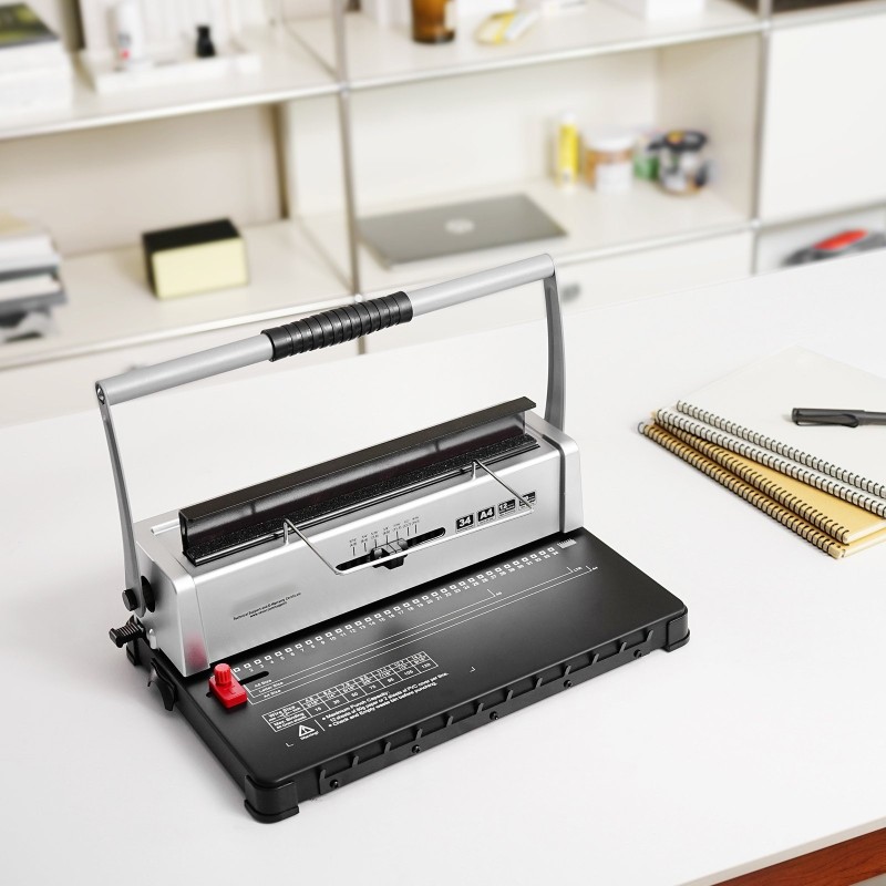 Manuaalinen spiraalisidontakone 34-aukkoinen 120 arkin sidontakapasiteetti 3/16–9/16 tuuman kierteille säädettävällä