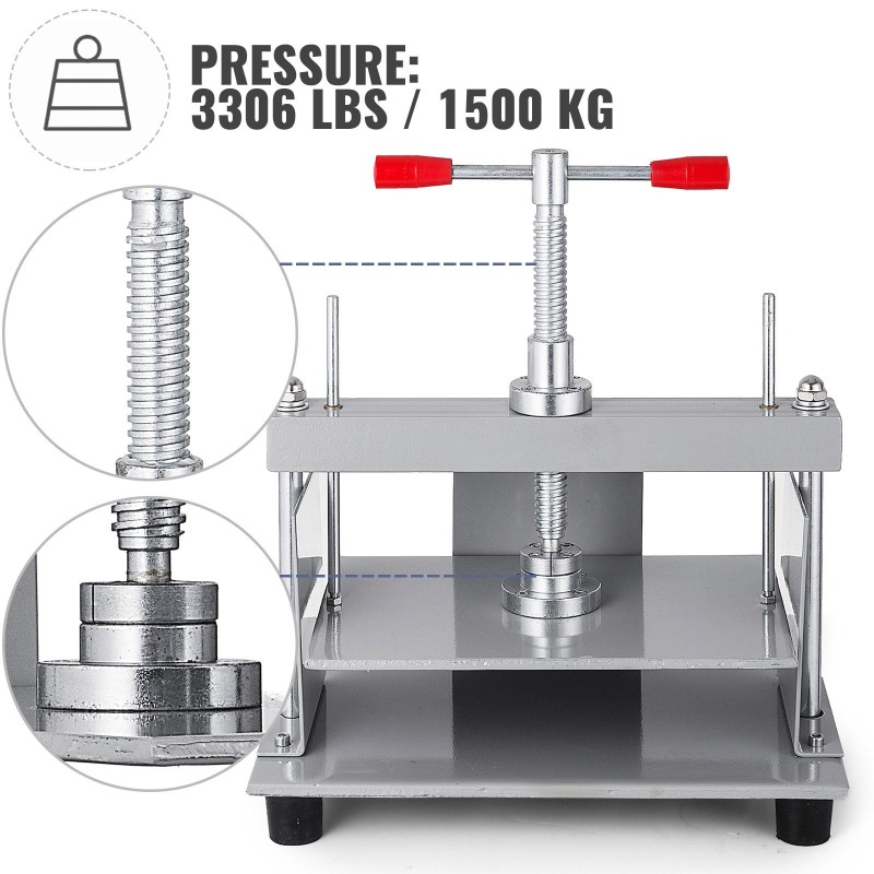 Kirjansidontapuristin paksu teräsrunko A4-kokoisille arkeille tuhannen viidensadan kilon puristusvoima