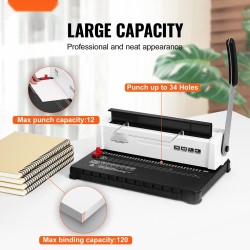 Manuaalinen kierre- ja spiraalisidontakone 34 reiällä 120 arkkia A4 A5