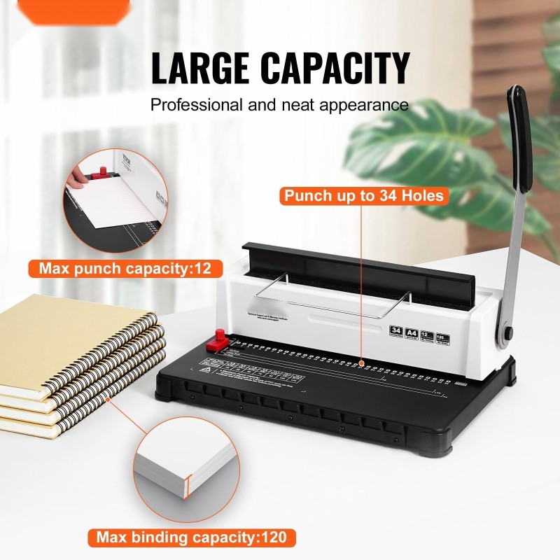 Manuaalinen kierre- ja spiraalisidontakone 34 reiällä 120 arkkia A4 A5