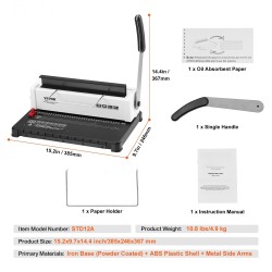 Manuaalinen kierre- ja spiraalisidontakone 34 reiällä 120 arkkia A4 A5