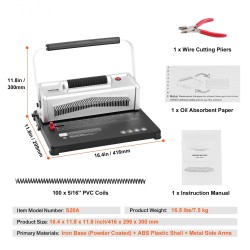 Kierresidontakone 46 reiän 500 arkin käsireiitys sähköinen sidonta A4 A5
